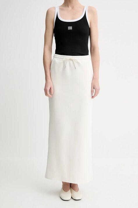 Gestuz fustă culoarea alb, maxi, drept, 10910115