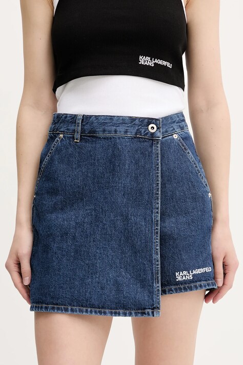 Джинсові шорти Karl Lagerfeld Jeans колір синій однотонна висока посадка A3W10133
