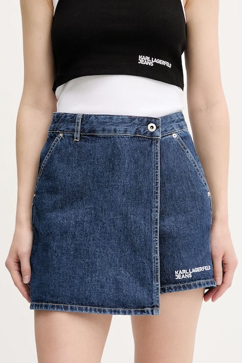 Джинсові шорти Karl Lagerfeld Jeans колір синій однотонна висока посадка A3W10133