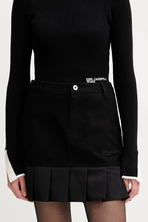 Karl Lagerfeld Jeans spódnica kolor czarny mini rozkloszowana A3W12012