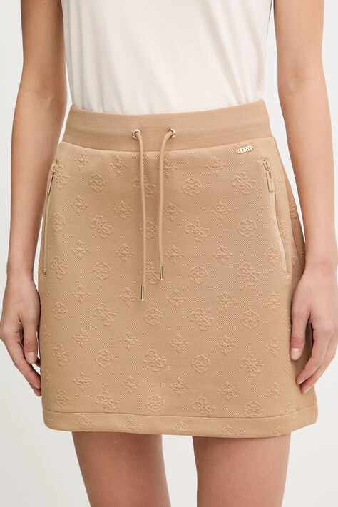 Guess fustă PEONY culoarea verde, mini, drept, V5YD03 KBSL2