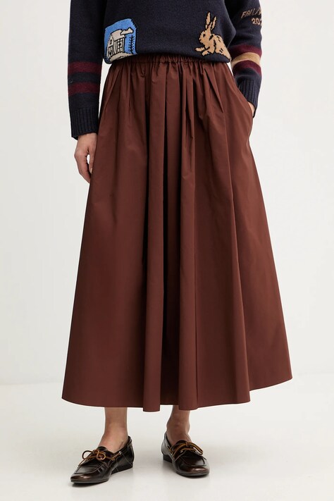 Weekend Max Mara spódnica BRUNO kolor brązowy midi rozkloszowana 2525106023600