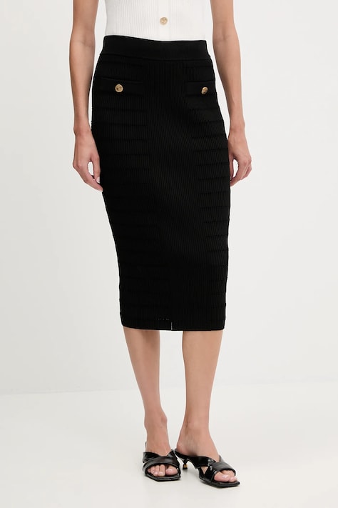 Sukňa Guess EVANGELINE čierna farba, midi, puzdrová, W5YD66 Z0130