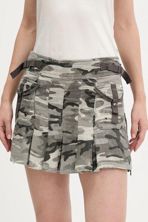 Guess Originals spódnica bawełniana kolor szary mini rozkloszowana W5YD0O WHFN1