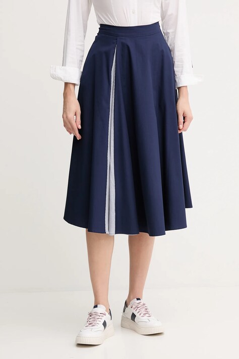 United Colors of Benetton spódnica kolor granatowy midi rozkloszowana 49WND004Z