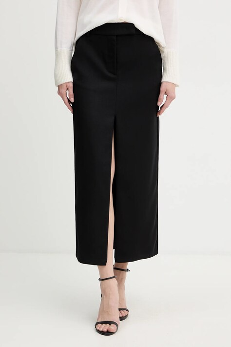 Pinko spódnica z dodatkiem wełny kolor czarny midi ołówkowa 106134 A30C