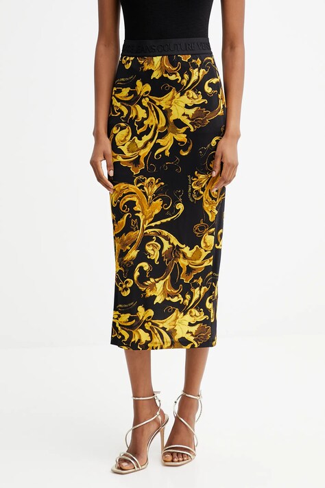Versace Jeans Couture spódnica kolor czarny midi ołówkowa 79HAE806 JS500