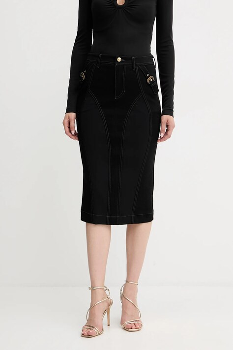 Versace Jeans Couture spódnica kolor czarny mini ołówkowa 79HAE84M DT037