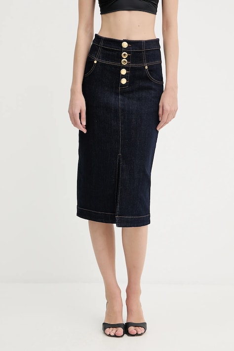Marciano Guess spódnica jeansowa KYLIE kolor granatowy midi prosta 5YGD13 7347A