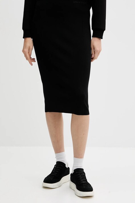 Armani Exchange spódnica kolor czarny midi ołówkowa XW001302 AF10352