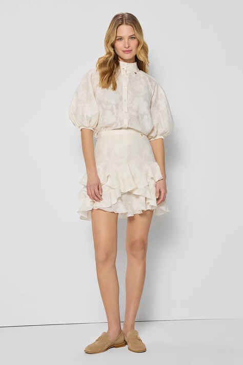 Копринена пола Bizuu ANAIS в бежово среднодълга със стандартна кройка ANAIS KREMOWY