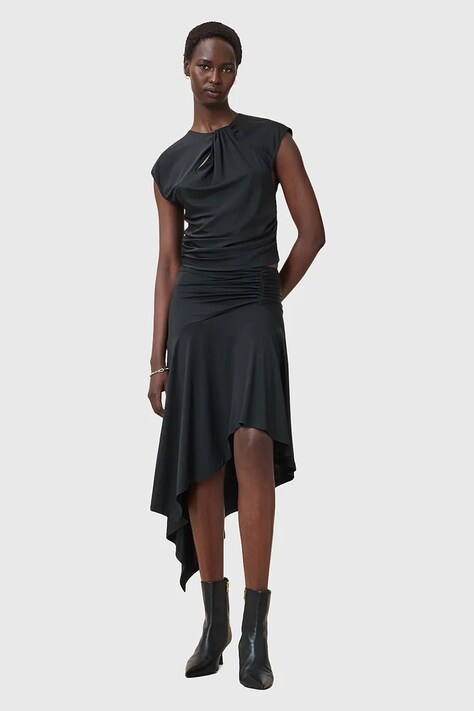 AllSaints spódnica ANNALIE kolor czarny midi rozkloszowana W078RC