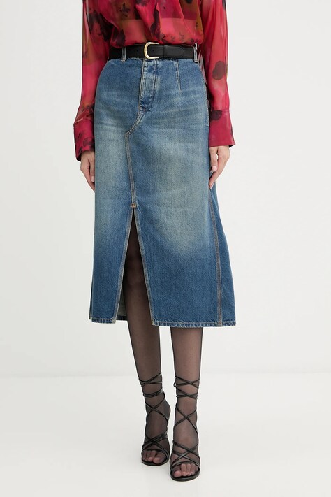 Victoria Beckham spódnica jeansowa kolor niebieski midi prosta 1325DSK006587B