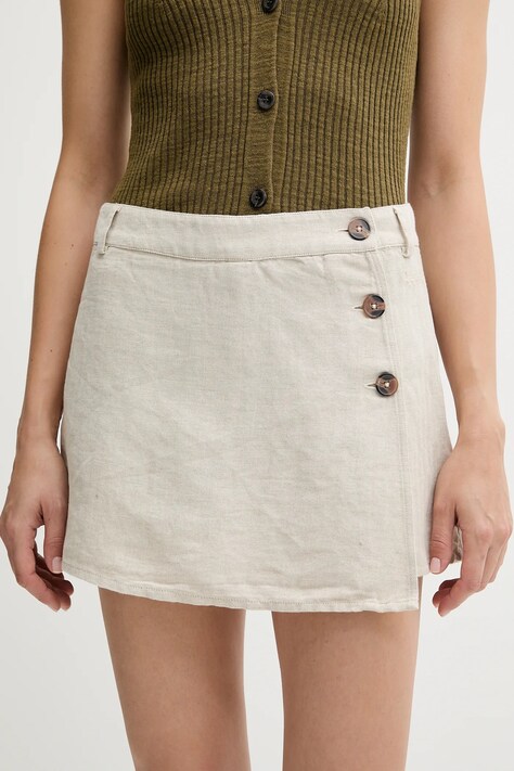 Pepe Jeans fustă pantaloni culoarea bej, uni, medium waist, PL901224