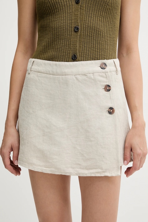 Pepe Jeans fustă pantaloni culoarea bej, uni, medium waist, PL901224