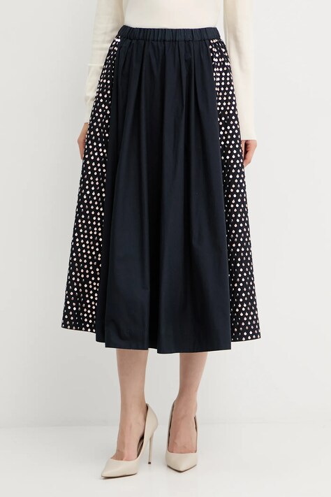 Forte Forte spódnica bawełniana kolor granatowy maxi rozkloszowana 14114.my.skirt