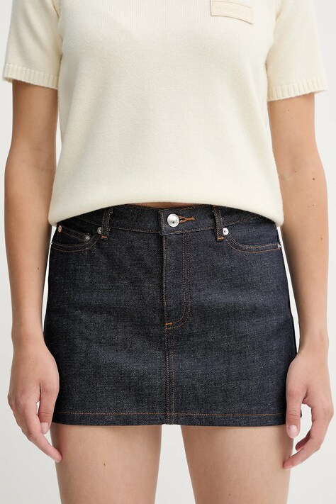 A.P.C. fustă din denim mini-jupe culoarea bleumarin, mini, drept, CODBS.F06093