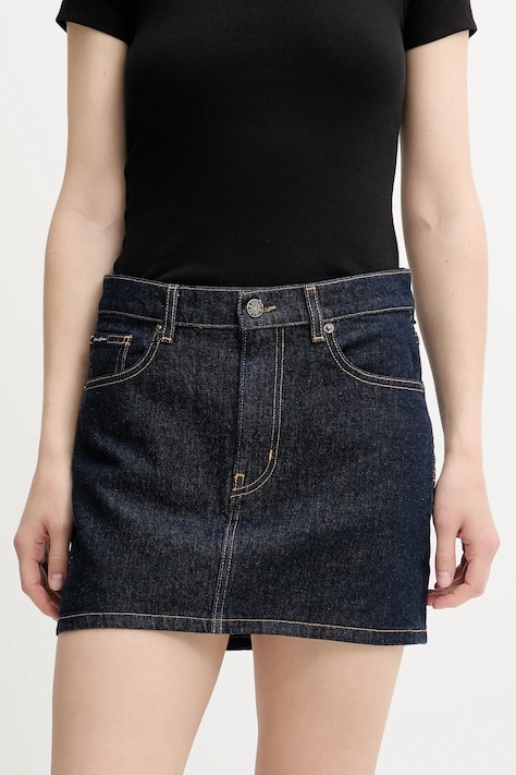 Джинсовая юбка Guess Jeans цвет синий mini прямая W5YD0Q D5M4C