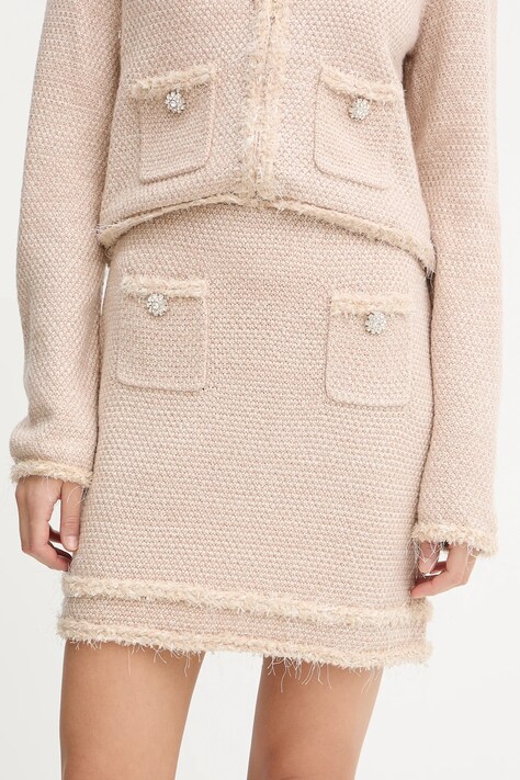 Blugirl Blumarine spódnica kolor beżowy mini rozkloszowana RF5154.MA950