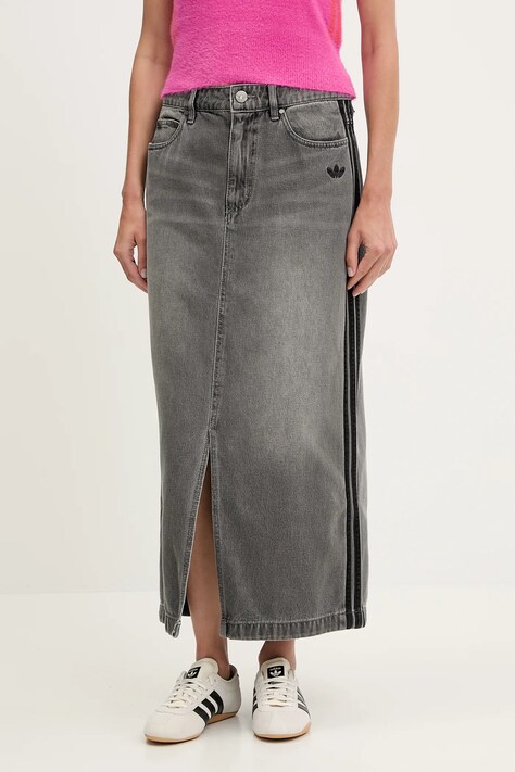 Джинсова спідниця adidas Originals Denim Long Skirt колір сірий maxi пряма JW2659
