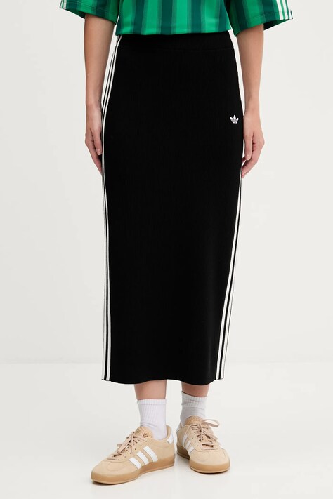 adidas Originals spódnica 3-Stripes kolor czarny midi ołówkowa JW2661