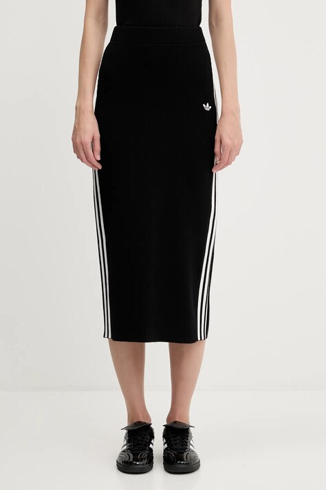 adidas Originals spódnica 3-Stripes kolor czarny midi ołówkowa JW2661