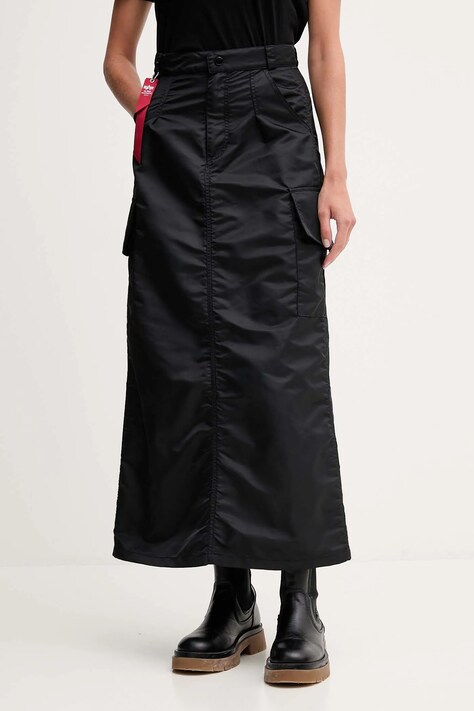 Sukňa Alpha Industries čierna farba, maxi, rovný strih, 258023.03