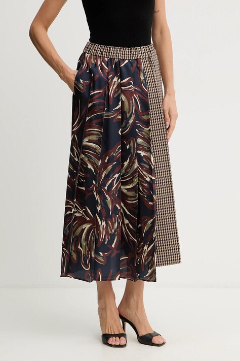 Suknja s dodatkom vune Weekend Max Mara FANALE boja: tamno plava, midi, širi se prema dolje, 2525106092600