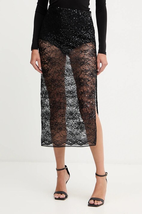 Patrizia Pepe fustă culoarea negru, midi, drept, 2G1037 J341