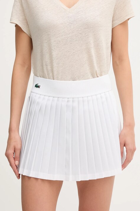 Спідниця Lacoste колір білий mini розкльошена JF8594