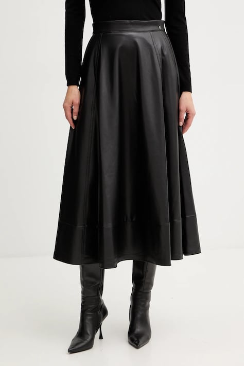 Sukně Guess DELORES černá barva, midi, áčková, W5BD71 K8S30