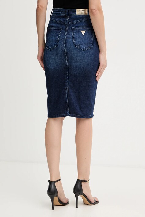 Guess spódnica jeansowa RILEY kolor granatowy midi ołówkowa W5BD1T D0791