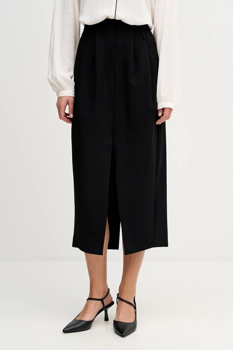 Sisley spódnica kolor czarny maxi ołówkowa 4KVXL002W