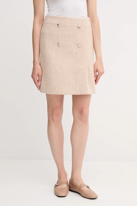 Joop! spódnica z domieszką wełny kolor beżowy mini prosta 30047955