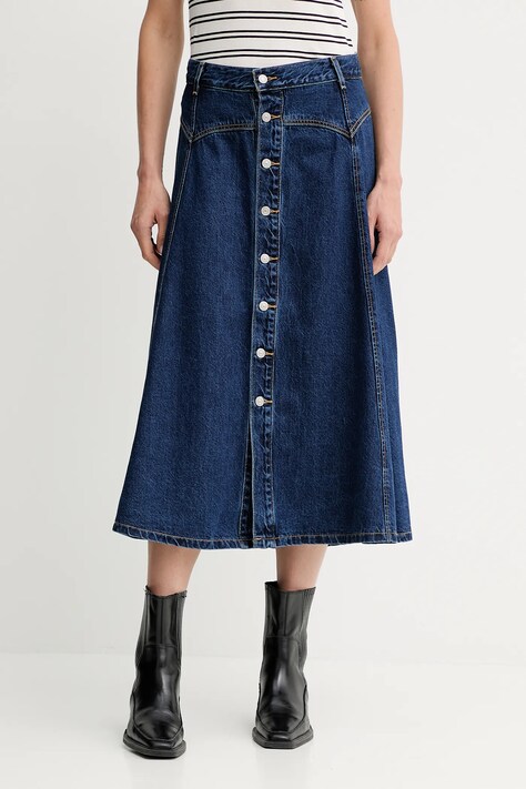 Levi's spódnica jeansowa kolor granatowy midi rozkloszowana 003NN