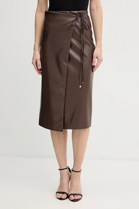 Suknja Marciano Guess GLADYS boja: smeđa, midi, pencil, 5BGD07 7389A