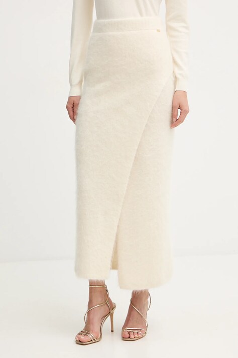 Marciano Guess spódnica z dodatkiem wełny AGNES kolor beżowy maxi ołówkowa 5BGD02 5794Z