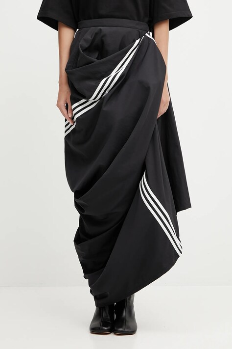 Y-3 fustă Wire culoarea negru, midi, evazați, JV6782
