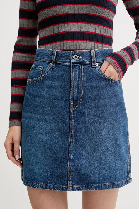 Pepe Jeans spódnica jeansowa kolor niebieski mini prosta PL9011244A2