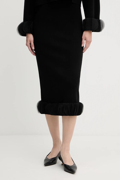 Twinset spódnica kolor czarny midi ołówkowa 252AP3013