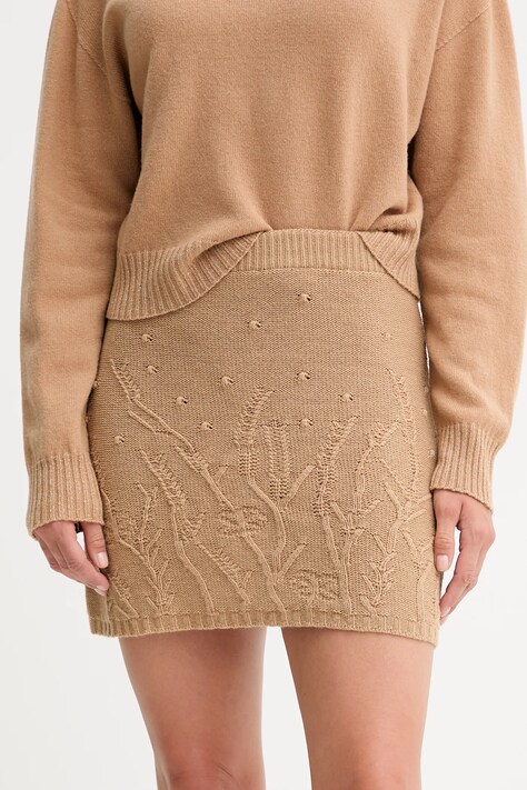 Twinset gonna con aggiunta di lana colore marrone  252TP3334