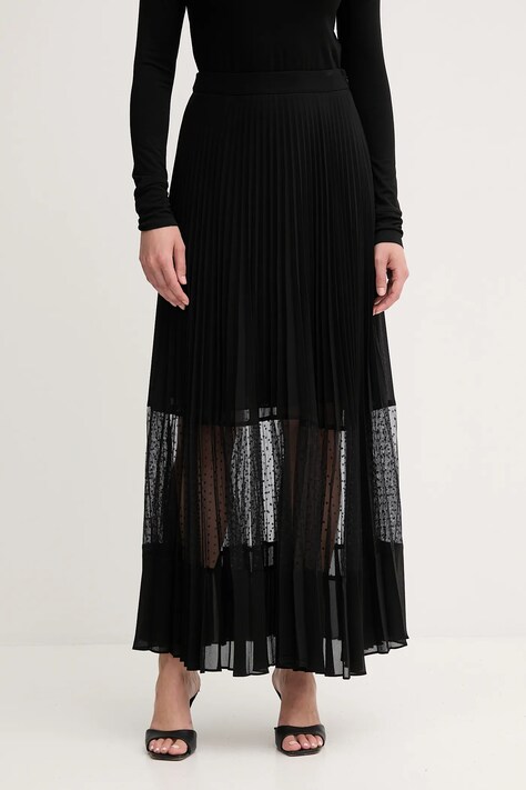 Twinset spódnica kolor czarny maxi rozkloszowana 252TP2642