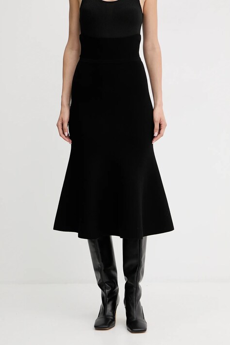 Twinset spódnica kolor czarny midi rozkloszowana 252TP3412