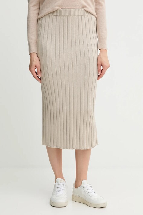 Calvin Klein Jeans spódnica kolor beżowy maxi ołówkowa LV047D306G