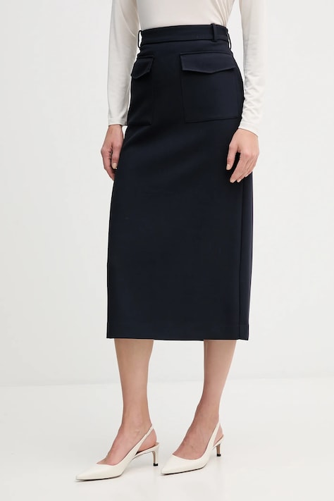 Tommy Hilfiger spódnica kolor granatowy midi rozkloszowana WW0WW47497