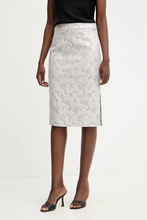 Suknja Luisa Spagnoli boja: srebrna, midi, pencil, 542517