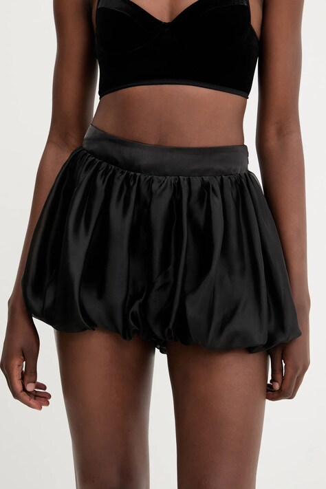 Bardot szorty damskie kolor czarny gładkie high waist 60041PB