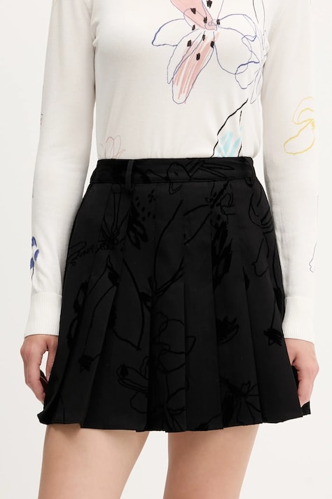 Desigual fustă FLOCK culoarea negru, mini, evazați, 25WWFW10