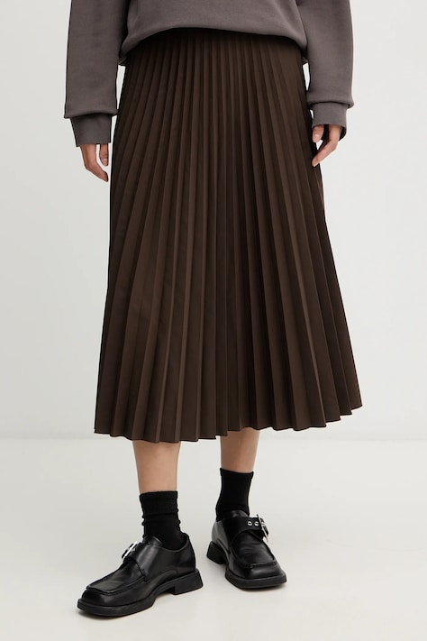 Sukně MM6 Maison Margiela hnědá barva, midi, áčková, S62MA0096.M35609.143