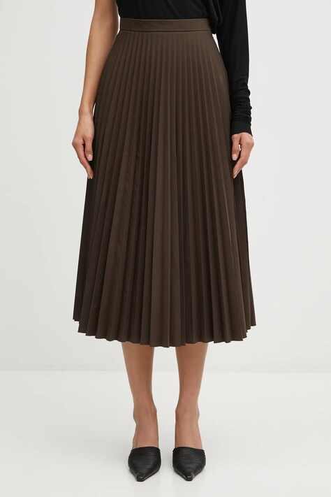 MM6 Maison Margiela spódnica kolor brązowy midi rozkloszowana S62MA0096.M35609.143
